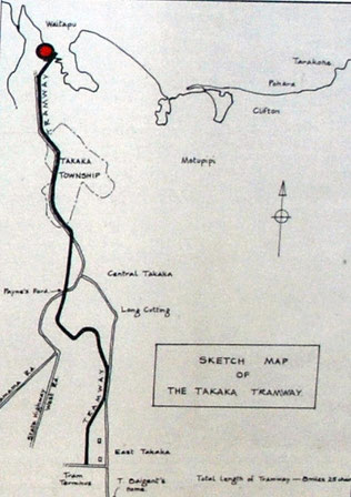 The route of the East Takaka to Waitapu Tramway 1882-1905 (Waitapu Wharf signage).