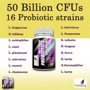 probiotiques nutrizing 50 milliards de CFU avec 16 souches de probiotiques