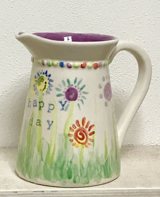Keramik selbst bemalen - Krug mit Blumen- Mama & Kind