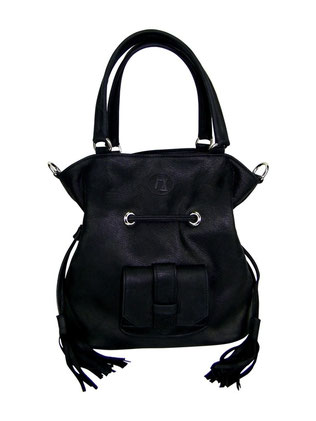 sac seau cuir noir, maroquinerie artisanale, made in france, sac bourse