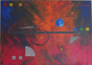 éruption. vue face1 - daluz galego tableau abstrait abstraction