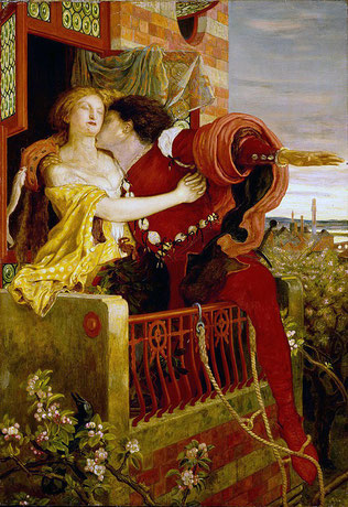 Romeo und Julia: Balkon Szene im historischen Gemälde