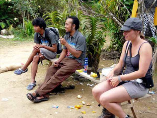 rest at a kiosk