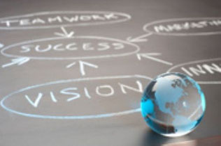 Clickandbay- flowchart-on-a-chalk-board-with-world-glob-gray
