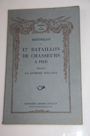historique du 17°bataillons de chasseurs à pied 1914 1918