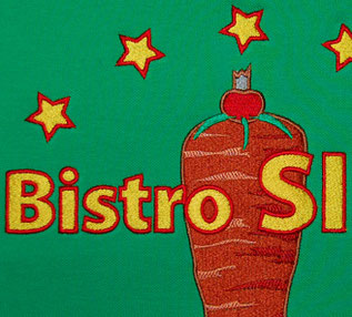 mehrfarbige Stickerei, Poloshirt bestickt, T-Shirt Druck
