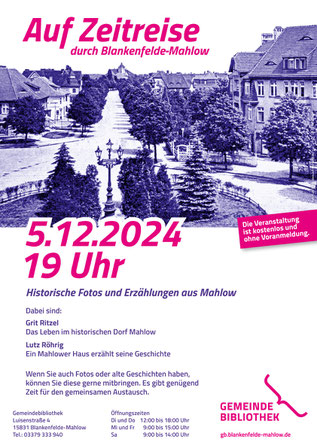 Vortrag über den drittgrößten deutschen Trocken - Batteriehersteller Koch & Krüger in der Gemeinde - Bibliothek Blankenfelde - Mahlow