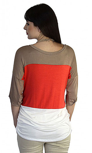 1/2 sleeve maternity top cream white, coral, mocha brown