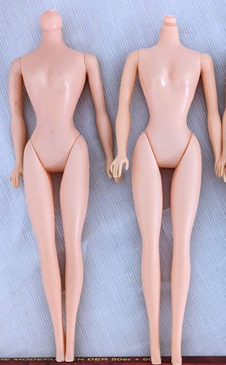 Body comparison between the 66 body with bigger neck knob (left) and the first Petra body with small neck knob (right)