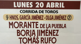 Toros de Garcia Jimenez pour Morante, Borja Jimenez et Tomas Rufo