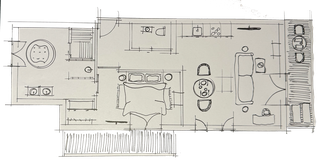 Skizzierter Grundrissplan Suite No. 3