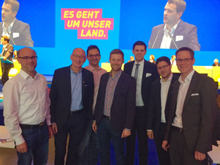Die Delegierten des Kreisverbandes Gütersloh: (v.l.n.r.) Christian Martin, Hermann Ludewig, Johannes Elstner, Philip Winkler, Patrick Büker, Dirk Bursian, Thorsten Baumgart