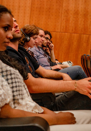 Members of 'Give A Vote' during a debate with MEP's in Porto