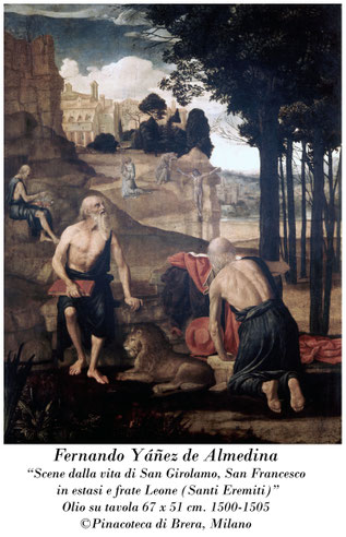 Fernando Yanez de Almedina_Anonimo Spagnolo_"Scene dalla vita di San Girolamo, San Francesco in estasi e frate Leone"_Pinacoteca di Brera_Milano