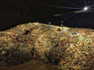 La sala all'interno del Padiglione Zero in Expo dove viene rappresentato il cibo che ogni giorno viene sprecato nel mondo