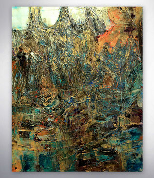 Bild, Gemälde, Silber, Gold, Rot, Weiß, Bunt, XXL, Original, Unikat,