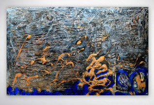 Bild, XXL, großformatig, Gold Blau, Rot, Bunt, gespachtelt, modern, figurativ, Menschen, 