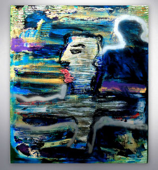 Figurative Malerei, Menschen, abstrakte, Gesichter, großformatige Gemälde, Moderne Malerei, Gold, Rot. Wohnzimmerbilder, großformatig, Struktur Gemälde,  Leinwandbilder, XXL, Abstrakte Wandbilder, Hochwertige Gemälde, Original Bild, Unikat, Acrylbilder,