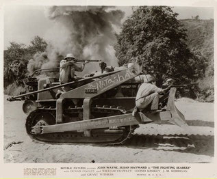 John Wayne rides the bulldozer in "The Fighting Seabees" - not on a Pacific Island, but on Iverson's Ranch.