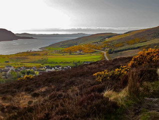 Panoramablick auf Ullapool und den Loch Broom Sund