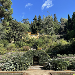 Serre de la Madone - view to the house from the upper terrace