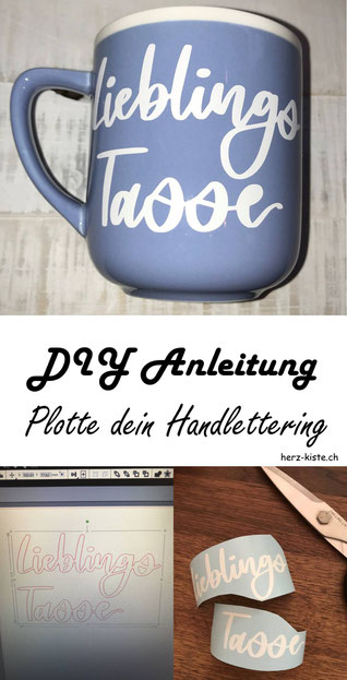 DIY Anleitung wie du ganz einfach dein Handlettering mit Vinylfolie auf eine Tasse plottest! Dieser Artikel zeigt dir, wie einfach du dein digitales Lettering auf deine Lieblingstasse bringst. Eine tolle Geschenkidee zu praktisch jedem Anlass!