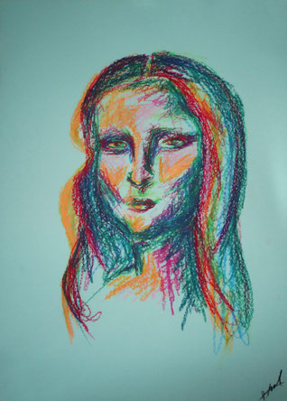Kunst aus Moers, Kunstwerk von Hannah Abel - Ölpastellkreide, Motiv: MONA