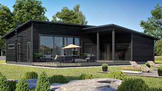 Blockhaus mit Pultdach in L-Form - Massivholzhaus - Wohnblockhaus - Nachhaltiges Bauen - Einfamilienhaus - Wohnhaus 