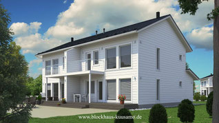 Blockhaus als Doppelhaus - Zweifamilienhaus - Blockhaus bauen - Holzbau