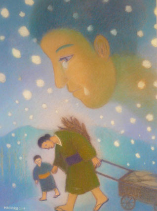 "Kuhfrau" (Märchen von Mimei Ogawa, private collection) 52.5cmx42.5cm