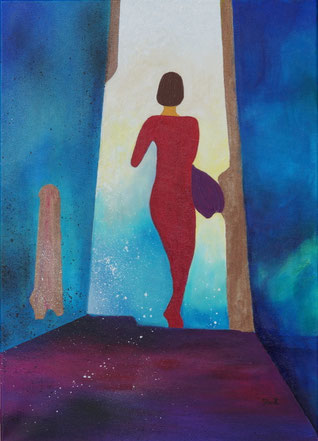 Wohin 2, Acryl-Mischtechnik auf Leinwand, 50 x 70 cm