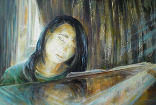 Detail aus Pianistin - Acryl - 100x100  H. Franz ©