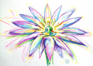 severine saint-maurice, lescerclesdelumiere.com, dessin intuitif, fleur, mandala, spiritualité, crayons de couleur