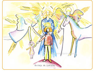 severine saint-maurice, les cercles de lumiere, illustration bien-être, dessin bien -être, dessin spiritualité, vente achat dessin peinture, oeuvre originale, illustration enfant, papier canson,  guides de lumiere, licorne