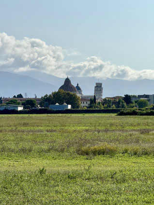 Und plötzlich steht er da - der schiefe Turm von Pisa! 