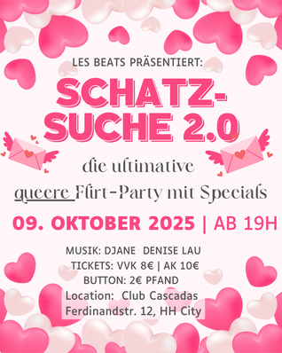 SCAHTZSUCHE 2.0 wieder am 09.10.25 im Cascadas