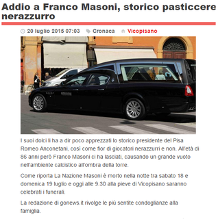 Pasticceria Masoni Vicopisano lutto Franco Masoni 19 giugno 2015