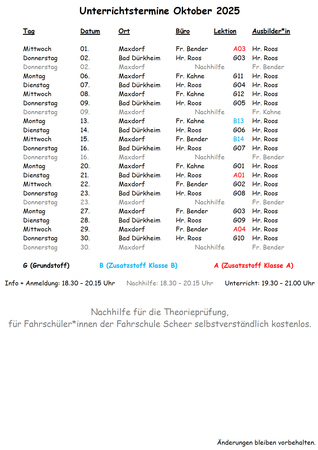 Preisliste Fahrkurse Fahrschule Scheer Roos Bad Dürkheim Maxdorf