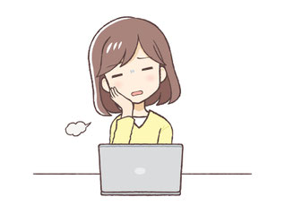 パソコンでどこか頭痛に良い所がないか探しているイラスト