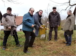 v.l.: Oskar Combe, Werner Nelson, Hans Dieterle, Rudi Jourdan, Gerhard Bühler in Aktion; es fehlt Helmut Bögel, der auch mit zum Team gehört