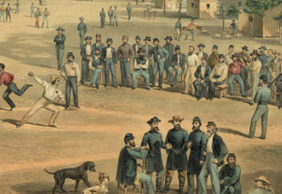 It is a view of Union prisoners at Salisbury, N.C., playing baseball (New York Public Library)