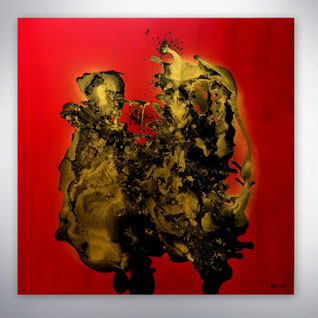 Bild, Gemälde, Silber, Gold, Rot, Blau, Gelb,  Weiß, Bunt, Original, Unikat, Gesichter, Menschen, figurativ, Figuren, Portrait, 