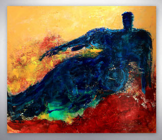 Bild, Gemälde, Silber, Gold, Rot, Blau, Gelb,  Weiß, Bunt, Original, Unikat, Gesichter, Menschen, figurativ, Figuren, Portrait, 