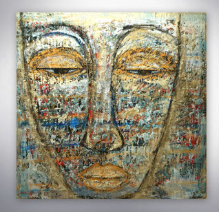 Abstrakte Gesichter, Portraits, modern, abstrakt, Menschen, figurative, Malerei, Gemälde, Bilder, Acryl, Großformat,