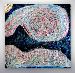 Bild, Gemälde, Silber, Gold, Rot, Blau, Gelb,  Weiß, Bunt, Original, Unikat, Gesichter, Menschen, figurativ, Figuren, Portrait, 
