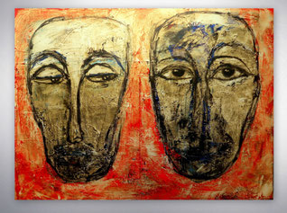 Abstrakte Portraits, abstrakte Gesichter, figurative Malerei, Gemälde, Strukturen, Originale, außergewöhnliche Acrylbilder, bunt, Abstrakte Malerei, gespachtelt, Moderne Leinwandbilder, Abstrakte Gemälde, Strukturen, zeitgenössische Malerei, Unikate, 