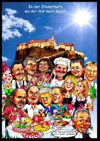 Karikatur zeichnen lassen, Vertreter der steirischen Musik, Kultur ind Kulinarik.