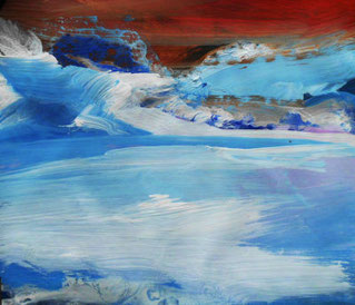 Winterbild, gebirge im sonnenuntergang, acrylbild
