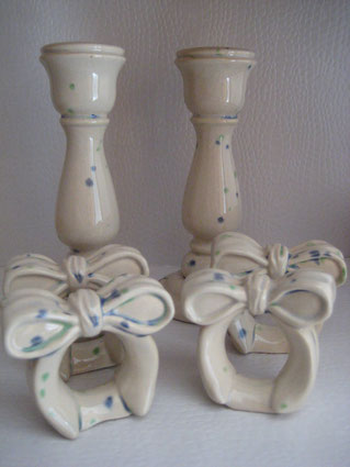 Kerzenständer aus Keramik mit Serviettenhalter