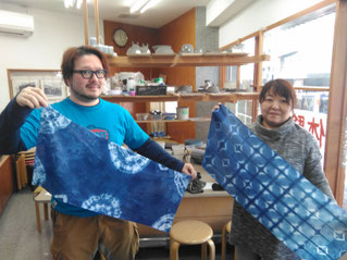 熱海　体験陶芸　藍染　お客様作品